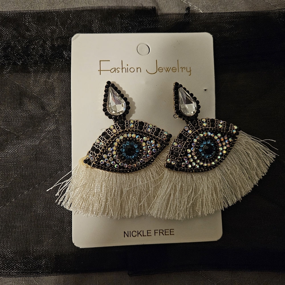 SALE ** BRAND NEW ** Eye Earrings with Fringe